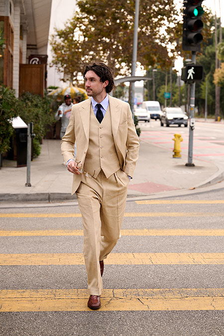 Tan Crushed Linen Vest