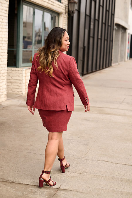 Red Crushed Linen Suit