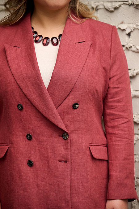 Red Crushed Linen Suit