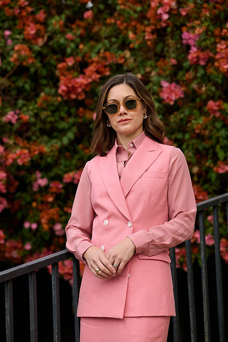 Pink Crushed Linen Suit