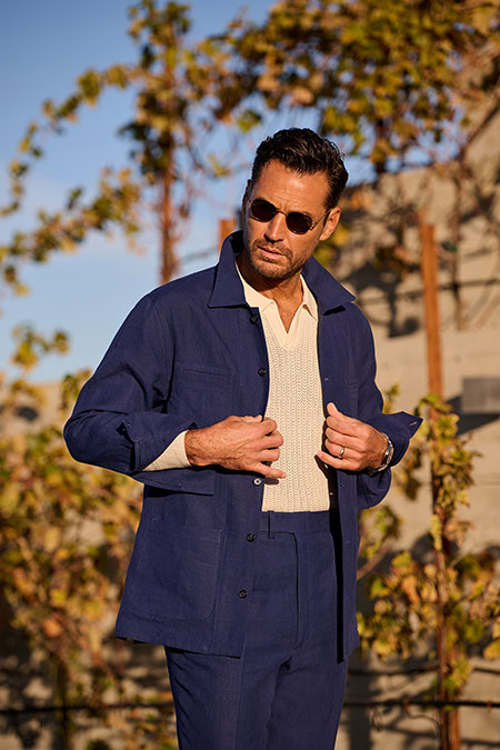 Navy Linen Overshirt Suit