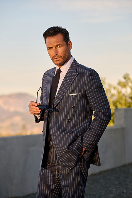 Navy Pinstripe Linen Suit