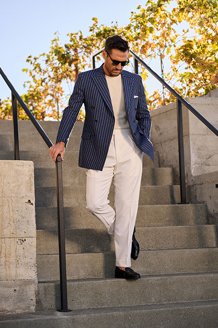 Men's Spring 2025 Lookbook                                                                                                                                                                                                                                , Navy Pinstripe Sport Coat