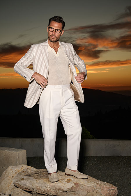 Ivory Long Sleeve Johnny Collar Polo Knit