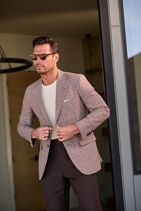 Men's Spring 2025 Lookbook                                                                                                                                                                                                                                , Brown Glen Plaid Linen Sport Coat