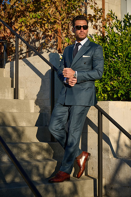 Men's Spring 2025 Lookbook                                                                                                                                                                                                                                , Forest Green Stripe Suit