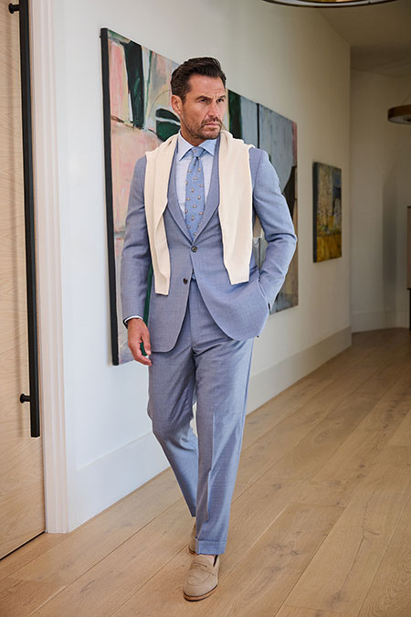 Men's Spring 2025 Lookbook                                                                                                                                                                                                                                , Light Blue Sharkskin Suit