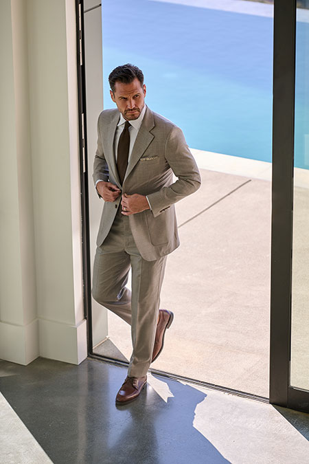 Taupe Sharkskin Solid Suit