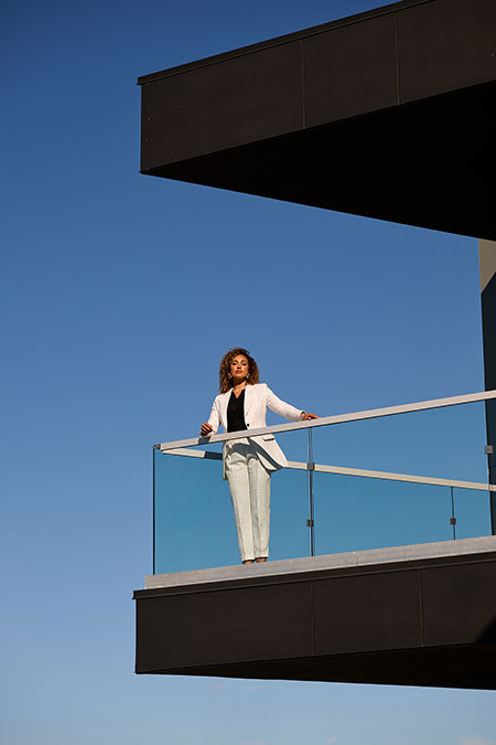 White Pinstripe Linen Suit