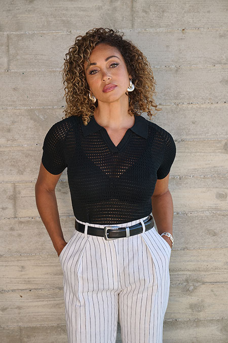 Black Mesh Johnny Collar Polo