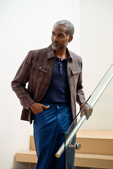 Brown Plaid Linen Trucker