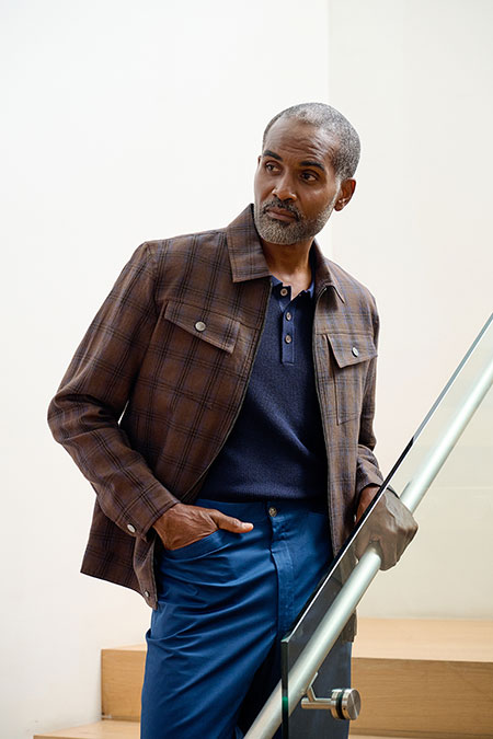 Brown Plaid Linen Trucker