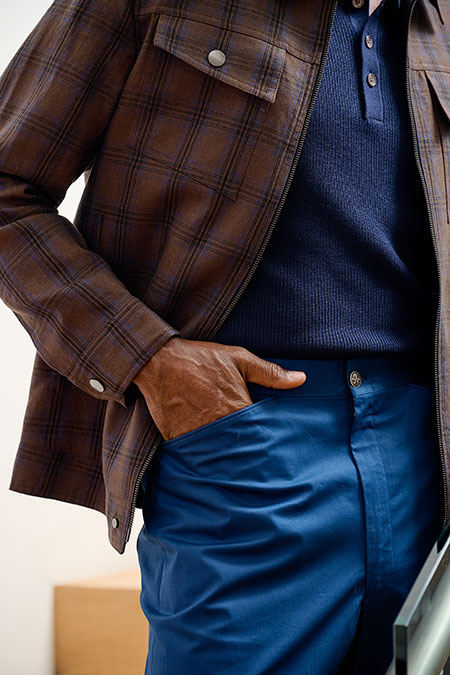 Brown Plaid Linen Trucker