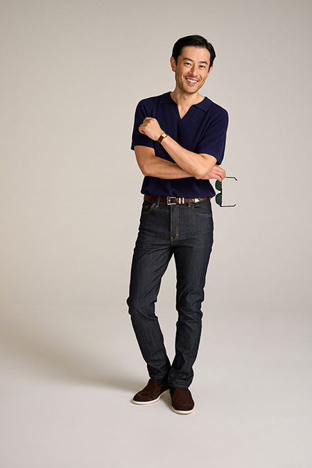 Men's Custom Capsule                                                                                                                                                                                                                                      , Navy Johnny Collar Knit Polo