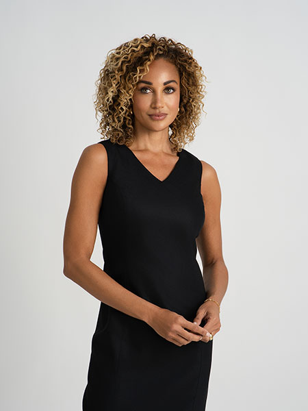 Black Plain Crepe Dress