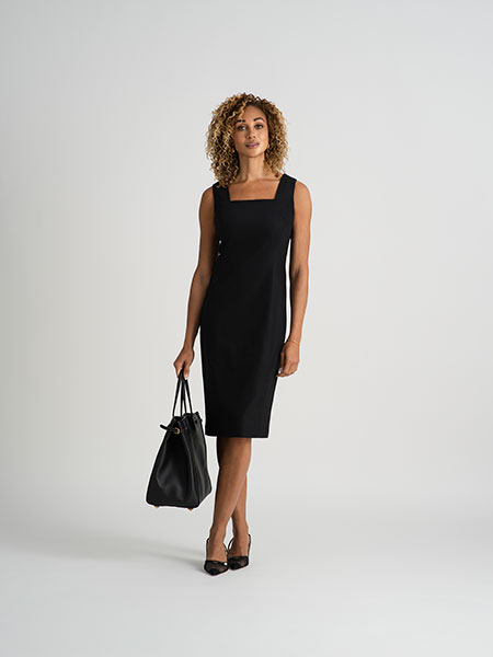 Black Plain Crepe Dress