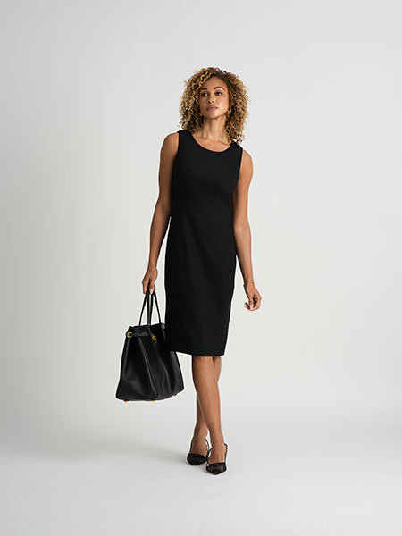 Black Plain Crepe Dress