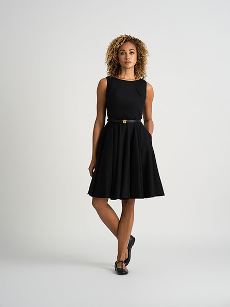 Black Plain Crepe Dress