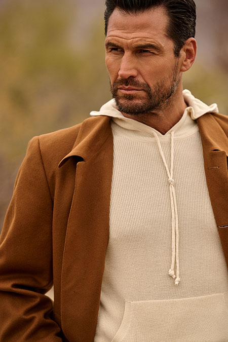 Ivory Fisherman Ribbed Knit Hoodie