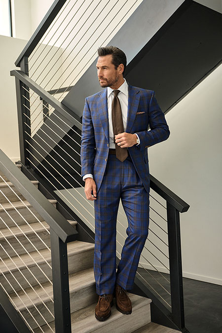 Blue & Brown Plaid Suit