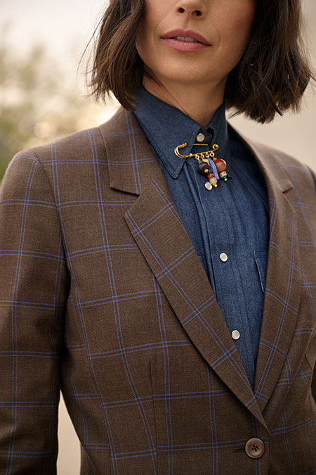 Brown & Blue Windowpane Jacket