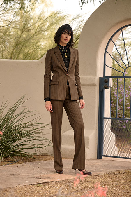 Women's FW26 Lookbook                                                                                                                                                                                                                                     , Brown Striped Suit
