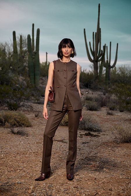 Women's FW26 Lookbook                                                                                                                                                                                                                                     , Brown Tricotine Suit