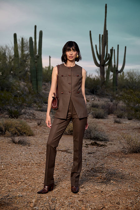 Women's FW26 Lookbook                                                                                                                                                                                                                                     , Brown Tricotine Suit