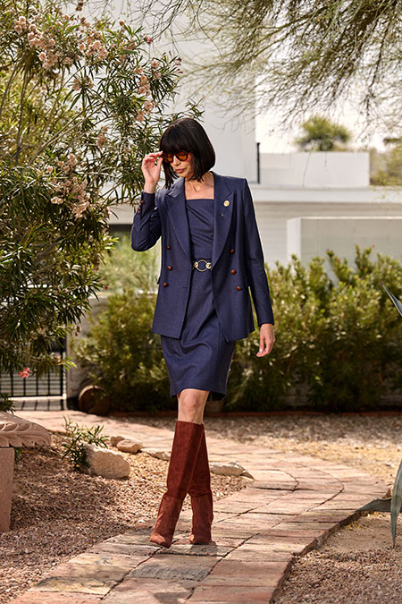 Women's FW26 Lookbook                                                                                                                                                                                                                                     , Royal Blue Donegal Jacket & Dress