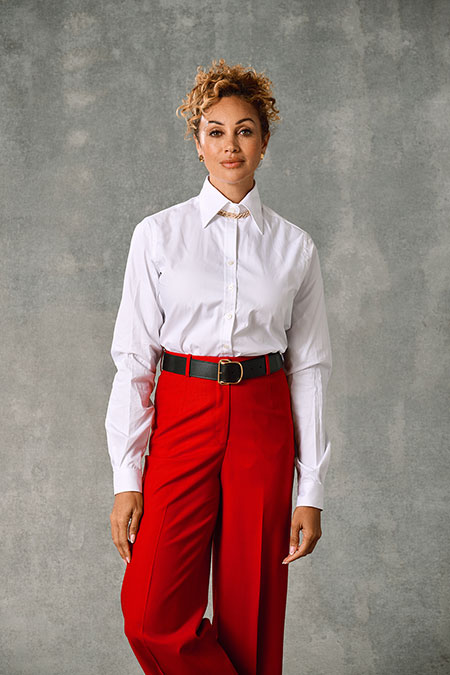 Ladies White Dress Shirt 750L - Ladies White Laydown Collar Non-Pleated Dress  Shirt
