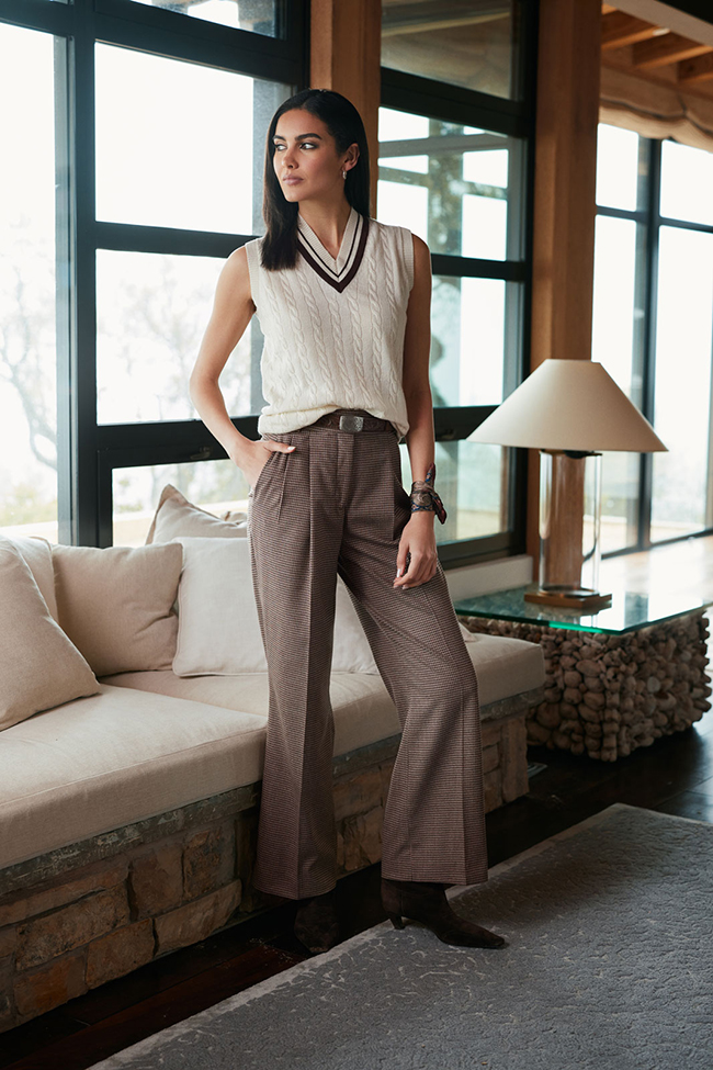 Tan Check Trouser