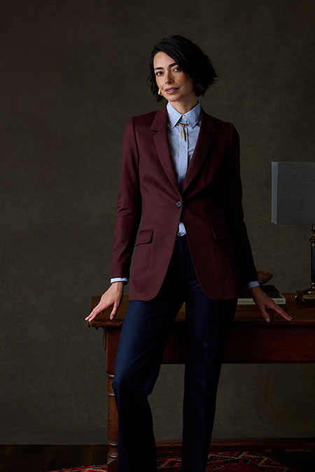 Fall/Winter 2025 Women's Lookbook                                                                                                                                                                                                                         , Maroon Wool/Cashmere Blazer