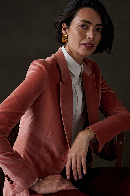 Peach Velvet Jacket - Holland & Sherry