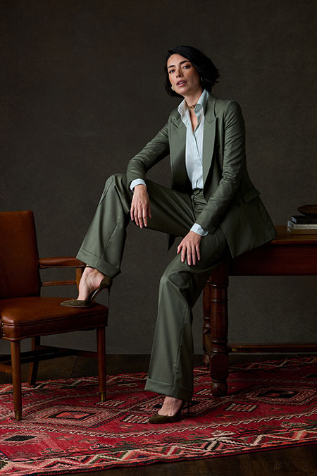 Olive Gabardine Suit