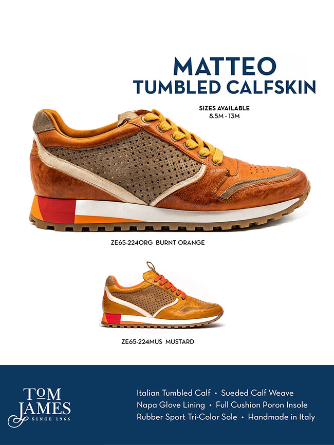                                                                                                                                                                                                                                                           , Matteo Italian Calf And Suede Perforated Sneaker